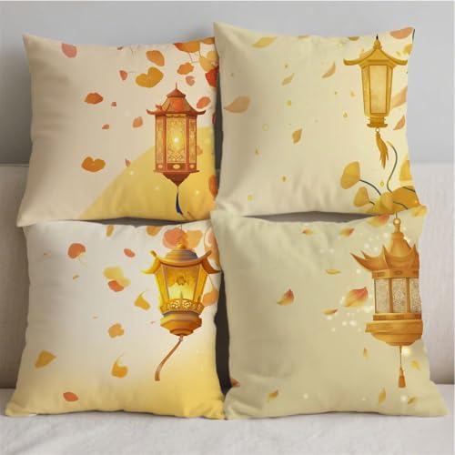 Housse coussin exterieur effet lin orange 50x50cm impression double face de qualité - 3