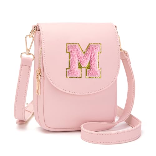 Image of Viverte Crossbody Purse for Teen Girls Small Initial Cell Phone Toddler Purse Leather Triple Compartment Crossbody Bags