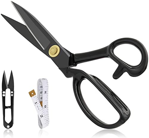 Left-Handed Sewing Scissors 10 Inch(25.5cm) - Fabric Dressmaking Shears, Lefty Tailor's Scissors for Cutting Fabric, Leather, Clothes, Paper, Raw Materials (Black)