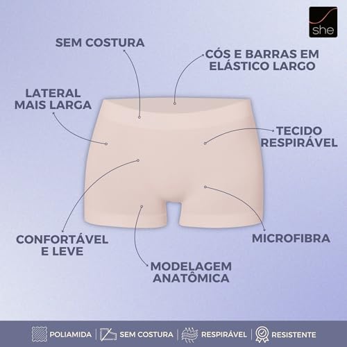 Calcinha Boyshort Sem Costura Microfibra Feminina Adulto She | Rosa | G