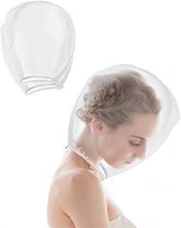 2Pcs Makeup Protector Covering, Hair and Neck Veils While Getting Dressed, Light and Airy Triple Protection with Zipper Closure, Machine Washable (White)