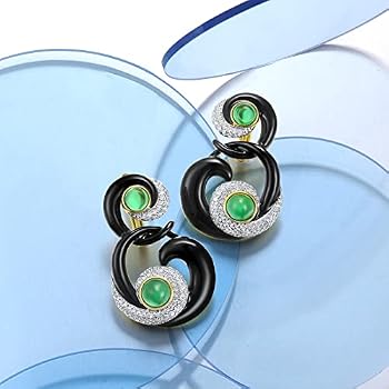 Santuzza Orecchini Pendenti A Goccia In Argento 925 Con Smalto A Pelle Di Serpente E Vetro – Design Unico, Confezione Regalo