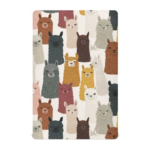 Image of Llama Face Crib Sheets Soft Breathable Fitted Baby Crib Sheets Mattress Cover for Girls Boys, 52 inch x 28 inch x 9 inch