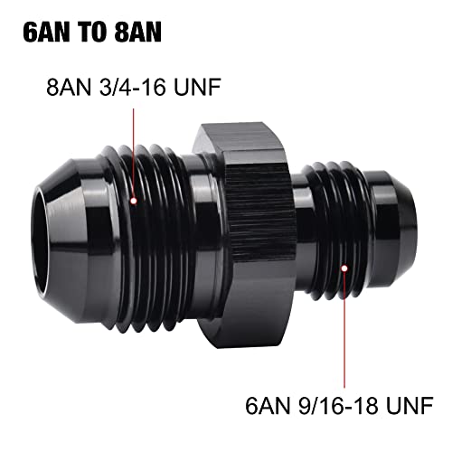 Image of EVIL ENERGY 8AN Male to AN6 Male Flare Reducer Coupler Union Straight Adapter Fitting Black 2PCS