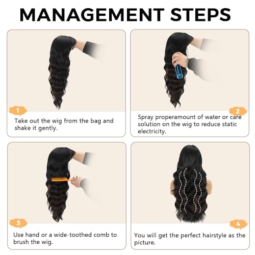 Wig with Bangs Long Wavy Wig for Women Synthetic Curly Wigs Hair Replacement Wigs for Girls Daily Party Use 26 Inches (2-30#) - Image 6