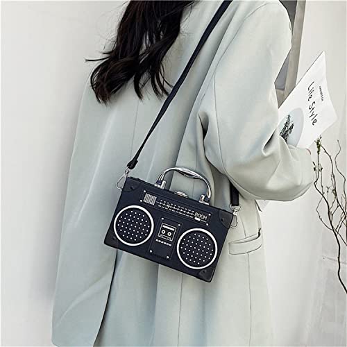 TAMMYFLYFLY Unique Vintage Radio Shaped Cross-Body Bag Women Clip Clasp Shoulder Bag Handbag4