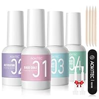 Aokitec Dipping Powder Liquid Set, Dip Base Top Gels Coats Dipping Powder Activator & Brush Saver Dip Powder Nail Kit Nail Dipping Powder Kit French Manicure Kit for Home DIY & Salon Use