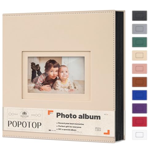 Popotop Photo Album 4x6 500 Pockets with Leather Hardcover Cover, Large Photo Album Binder Book with 50Pcs Pages for Family Travel Wedding Baby Gifts