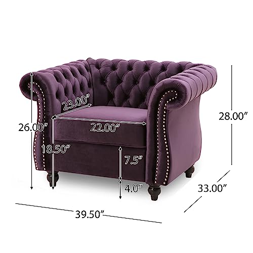 Leila Chesterfield Velvet Club Chair, Blackberry #TOP2