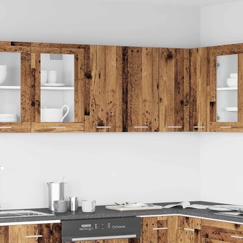 Fecpoo Lyon - Armario colgante de cocina con puertas (60 x 31 x 60 cm, madera envejecida, 60 x 31 x 60 cm, muy versátil)