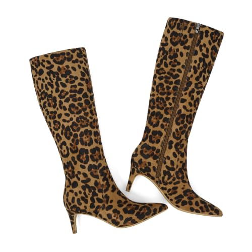 Image of QIY Kitten Heel Knee High Boots for Women Fall Tall Boots