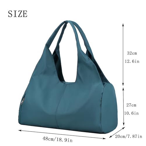 SIVENKE Gym Bag for Women Men with Shoe Compartment and Wet Pocket Weekender Travel Bag Leisure Handbag Foldable Shopping Duffel Tote Bags for Fitness Swimming Yoga Sports Navy Blue - Image 2
