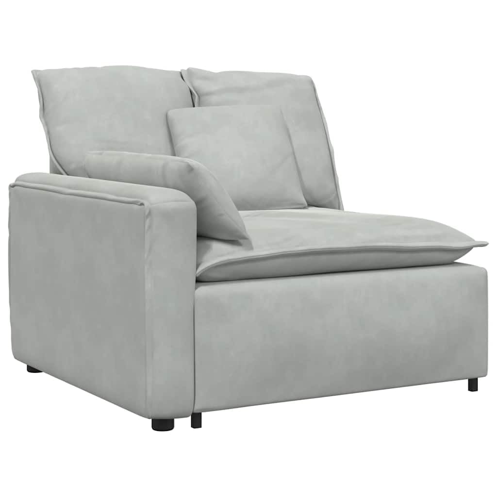Sofá modular con cojín de terciopelo gris claro, 317 x 217 x 64 cm, marco de metal, 4 piezas, con esquina acolchada y elemento de montaje para salón, salón, cine en casa, confort