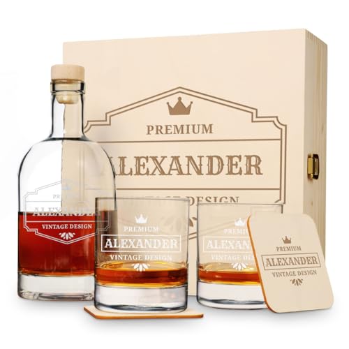 polar-effekt Whisky-Set 6-Teilig Vintage mit personalisierter Gravur - Geschenke für Männer &...