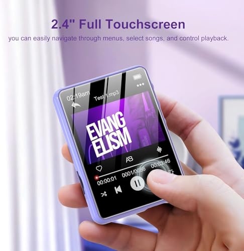Image of 128GB MP3 Player with Bluetooth 5.4, ZAQE 2.4 inch Portable HiFi Music Player with FM Radio /HD Speaker /E-Book, Digital Music Player Earphones Included