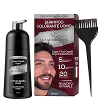 Salvathor Duran Tinta Barba Shampoo Colorante, 20 Applicazioni, Pennello e Guanti Inclusi, 250 ml