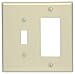Leviton 80605-I 2-Gang 1-Toggle 1-Decora/GFCI Device Combination Wallplate, Midway Size, Thermoset, Device Mount, Ivory
