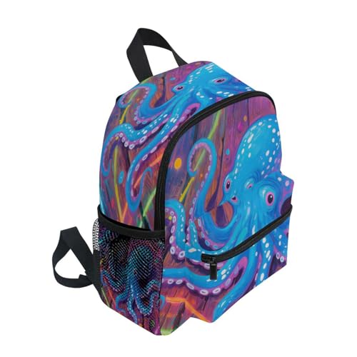 Wudan Colorful animal sea Art Big Kid Backpacks Chest Strap Boys Girls Bookbags for Elementary S4