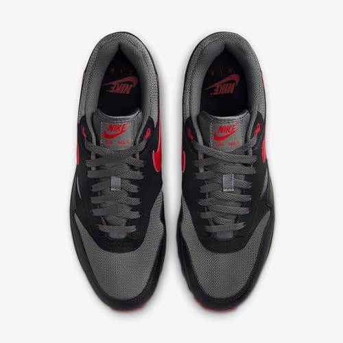 Nike Nike Men's Air Max 1 Ess Sneaker, Black University Red Iron Grey, 9 US