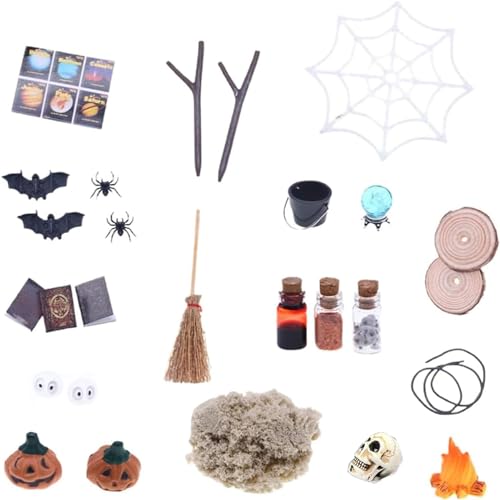 BinaryABC Halloween Dollhouse Miniature Garden Accessories Halloween Mini Fairy Garden Accessorie Halloween Village Accessories Mini Halloween Decorations 26Pcs