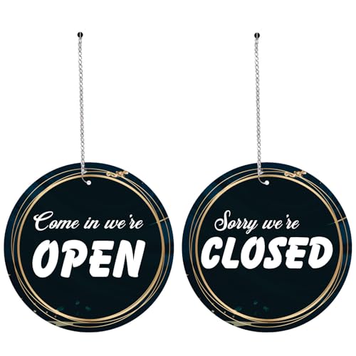 Image of KREEPO Unique Design of Open and Closed Wall Hanging, Sign Board Office Decor, Double-Sided Sign for Business Purpose (8inch x 8inch)