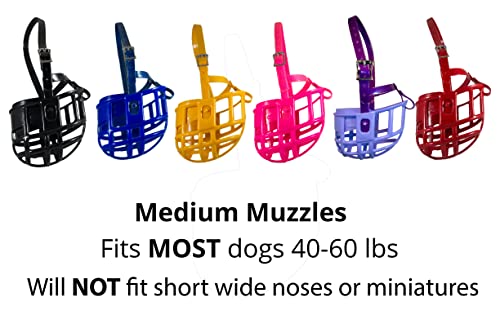 Birdwell Enterprises - Plastic Dog Muzzle With Adjustable Plastic Coated Nylon Headstall - Made In The Usa - (Medium, Blue) #TOP4