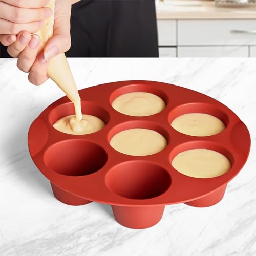 CLUEWR 2 Pack Air Fryer Muffin Pans, 7 Cups Silicone Egg Bite Molds Non-Stick Cupcake Baking Molds