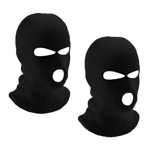 LINSOCLE 2st balaclava 3-håls stickad balaclava, balaclava 3-håls svart balaclava, skidmask helmask för motorcykel och...