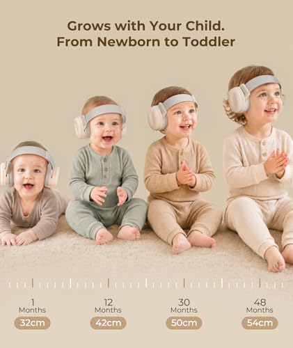 Eggiehug Baby Hearing Protection Earmuffs, 25dB, CE, 25° Headband, Oatmeal — view 5