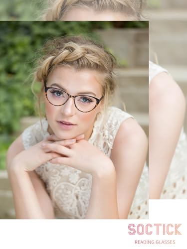 Image of 4 Pack Fashion Cat Eye Reading Glasses for Women, Computer Blue Light Blocking Readers Anti Glare Eyeglasses 0.5