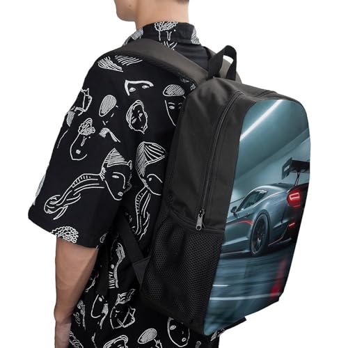 Luxury Sports Car Backpack - Durable 600D Polyester, 17 Inch Backpack with Ergonomic Adjustable Straps, Lightweight Travel Bag for Men & Women 5
