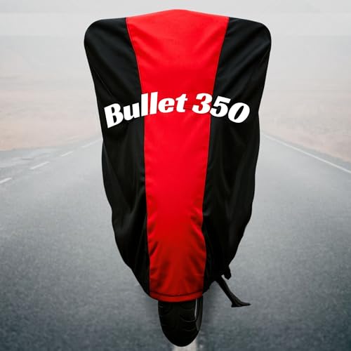 Image of Motorcycle Bike Body Cover for Outdoor Use - Heavy Fabric Water Resistant Two Wheeler Cover with UV, Dust & Rain Protection Compatible for Bullet 350