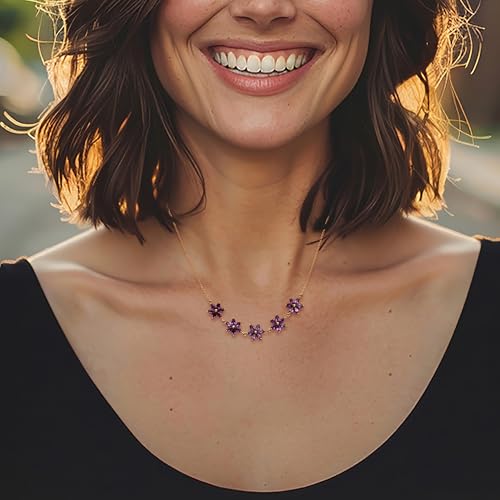 Ross-Simons 4.00 ct. t.w. Amethyst Flower Necklace in 18kt Gold Over Sterling. 18 inches2