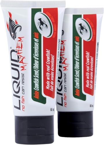 Liquid Mayhem Anise Crawfish Fish Attractant Gel 60 ml / 2 oz · 60 Uses 2-Pack – Real Anise Crawfish Bait & Aminos | UV-Enhanced Long-Lasting Gel – All Lure Types
