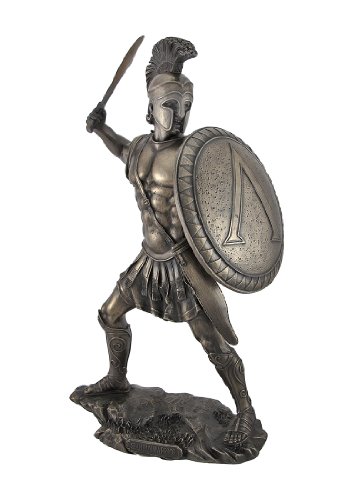 Veronese Design Bronzed Spartan Warrior with Sword and Hoplite Shield Statue