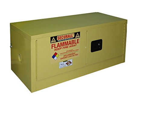 SECURALL WMA112 Wall-Mountable Flammable Storage Cabinet, 18-Gauge Steel, 12 Gal Cap, 2-Door, 1 Adj. Shelf, 18 x 43 x 18, 15 YR Warranty, FM Approved, OSHA Reg-Yellow