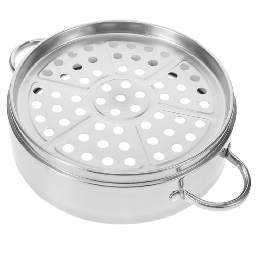Mikikit Cesta Vapor Acero Inoxidable Redonda para Cocinar al Vapor con Orificios Uniformes y Drenaje Rápido Multiusos para Hogar y Restaurante Apta para Verduras Mariscos y Dim Sum