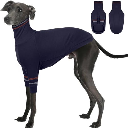 OUOBOB Greyhound Hundepullover, Italienischer Windhund Mantel für kleine Hunde, Whippet Pullover Rollkragenpullover Stretchy Knit Sweatshirt, Greyhound Pyjamas Windhunde Jumpsuit für kaltes Wetter M