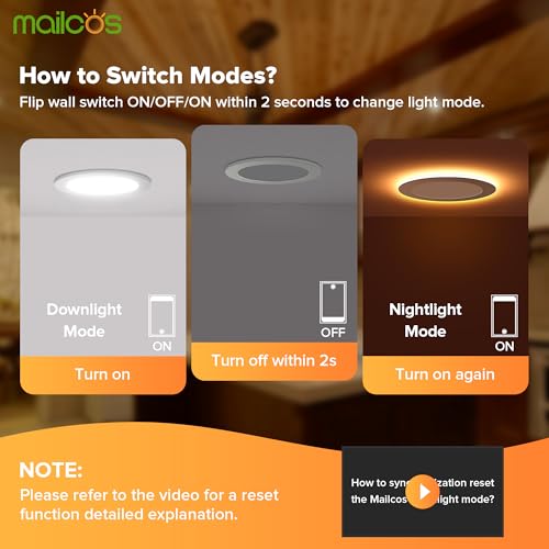 MAILCOS 12 Pack 6 Inch 5CCT LED Recessed Ceiling Light with Night Light, 2700K-5000K Selectable, Ultra-Thin Lighting, 12W=110W, 1050LM, Dimmable Canless Wafer Downlight ETL Certificated