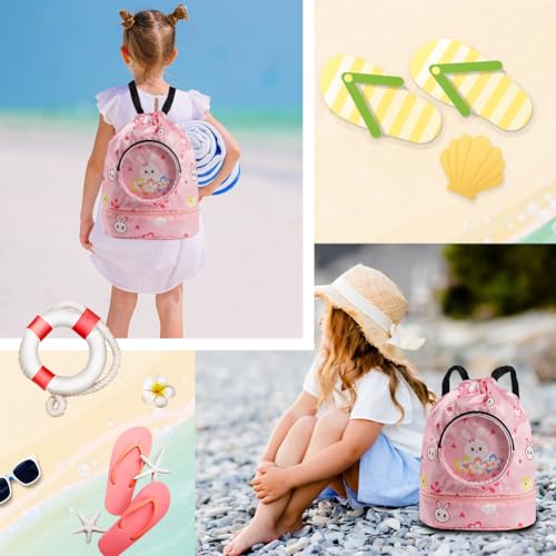 Kids Swimming Bag With Dry-Wet Separation and Shoe Compartment - Waterproof Drawstring Swim Bag for PE Beach, Boys and Girls (Style 1) - Image 3