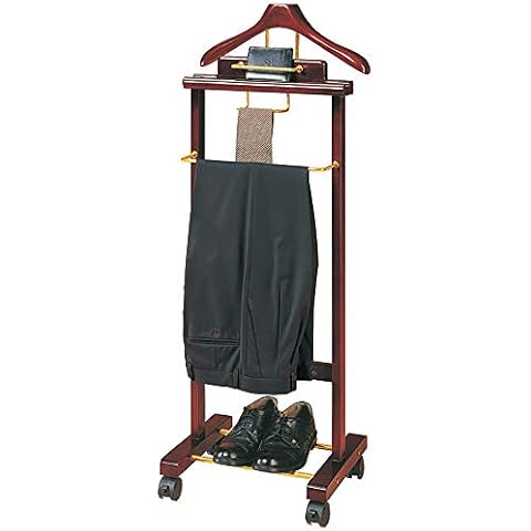 Freestanding Clothes Valet Stand Assembly Floor Standing Suit Hanger Mute Servant Solid Wood for Hanging Shirts, Trousers Bathroom Office Bedroom - L 41 X W 35 X H 116CM Cover