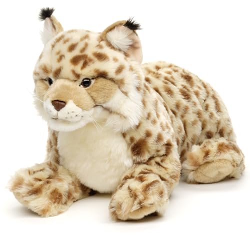 Peluche lynx couché 46 cm Uni-Toys doudou félin sauvage