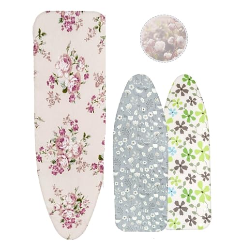 Housse de table à repasser anti-plis en coton rose 91x33 cm avec cordon ajustable