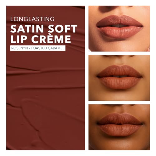 Image of SIMPLYNAM Satin Soft Lip Creme | 1 Swipe Full Coverage | Hydrating, Creamy Matte Finish | 6-8 Hour Stay | Transfer-Proof & Smudge-Proof | Infused with Peptides & Squalane | Vegan | Rosenyn - Toasted Caramel