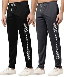 MALAKAR® Track Pants for Mens/Joggers for Men/Lower Lycra Blend with 2 Side Zipper Pockets for Gym, Exercise, Morning Walk, Sports Attitude Combo Black Dark Grey (Size XL) (Pack of 2)