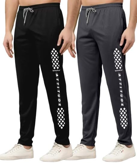 Track Pants for Mens/Joggers for Men/Lower Lycra Blend with 2 Side Zipper Pockets for Gym, Exercise, Morning Walk, Sports Attitude Combo-image-4