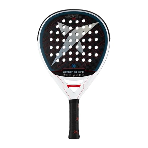 Drop Shot Conqueror 12 by JMD - Padel Racket Series - Padel Racket with Shock Absorption, Great Power and Attack Professional Padel, Black and White