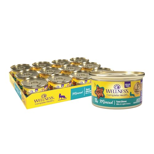 Wellness Complete Health Minced Adult Canned Wet Cat Food, Natural, Protein Rich, Grain Free, Tuna Dinner Recipe, 3 oz, Pack of 24 Cans - image 1