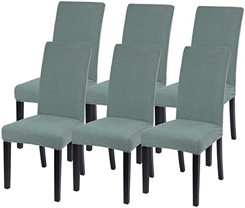 SearchI Chair Covers for Dining Room Set of 6 Stretch Jacquard Kitchen Parsons Chair Covers,Washable Spandex Dining Chair Slipcovers Seat Protector for Hotel,Banquet,Ceremony (Sage Green)