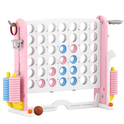 FAYDUDU Jeu de 4 points géants en plastique de qualité supérieure sans BPA pour enfants et adultes, idéal pour offrir, variété de couleurs, bleu, rose, vert, taille L (rose)